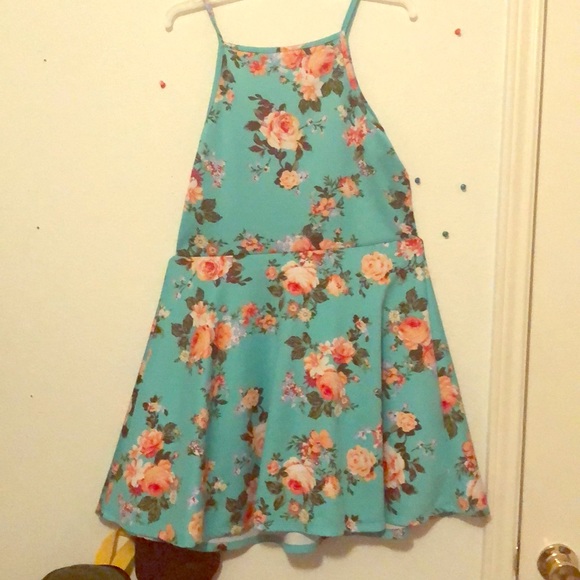 Nice barely used flowery teal dress - Picture 1 of 1